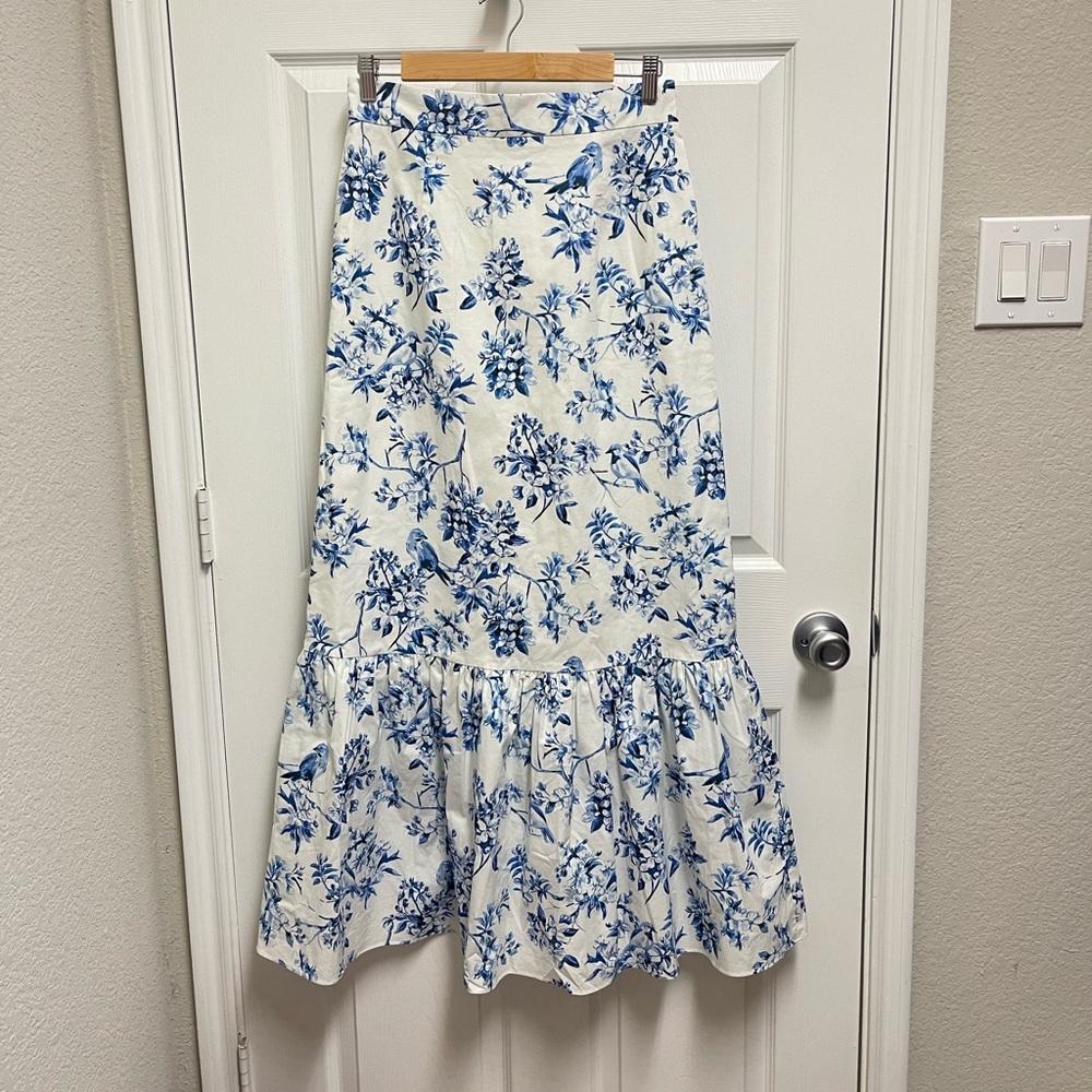 Antonio Melani Blue Floral Midi Skirt